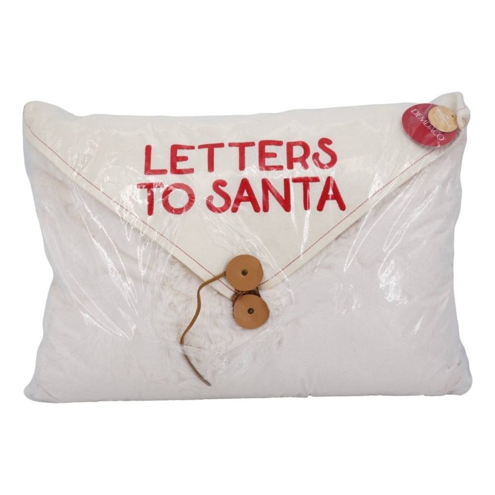 DEMDACO Letters to Santa White and Red 12 x 18 Inch Christmas Throw Pillow - Hal